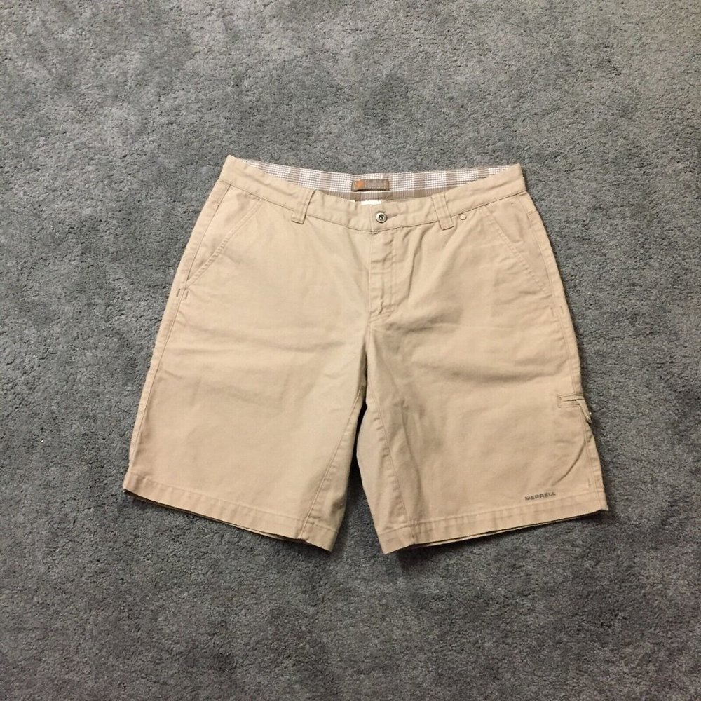 Merrell Shorts Mens Size 36 Tan Khaki Flat Front Chino Cotton Outdoors Hiking
